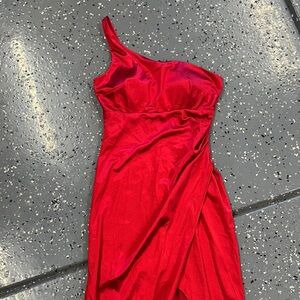 Vibrant Red One-Shoulder Dress